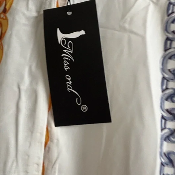 Chain Print Split Thigh Plunge Neck Ruffle Maxi Event Flowy Dress Size Large - Picture 6 of 8